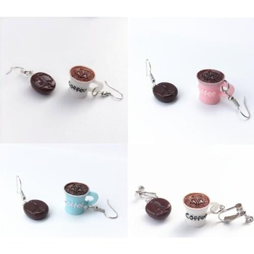 Fashion Resin cafe coffee bean cup earrings women girl drop dangle drink earring diy ear jewelry ornament handmade jewellery