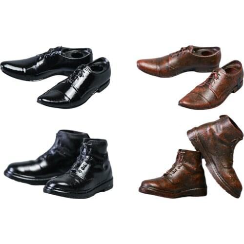 Men Leather Shoes for Doll Toys Figures for 1/12 Male Men Doll Toy Decor No dolls