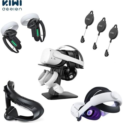 KIWI design 5in1 VR Accessories Set Upgraded Controller Grips Cover and Facial Interface for Oculus Quest 2