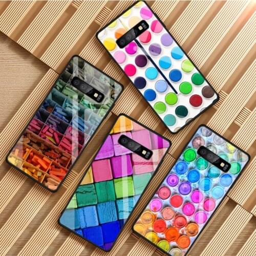 Watercolors Set Paint Palette Tempered Glass Phone Case For Samsung Galaxy S8 S9 S10 S20 PLUS J8 J6 J4 2018 NOTE 8 9 10 Cover