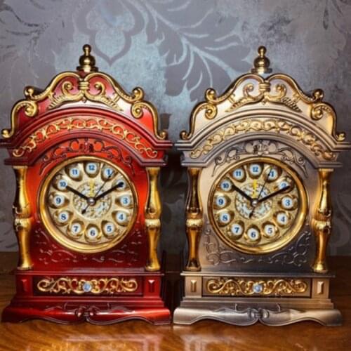 Desk Alarm Clock Vintage Clock Classical Royalty Sitting Room TV Cabinet Desk Imperial Furnishing Creative Sit Pendulum Clock