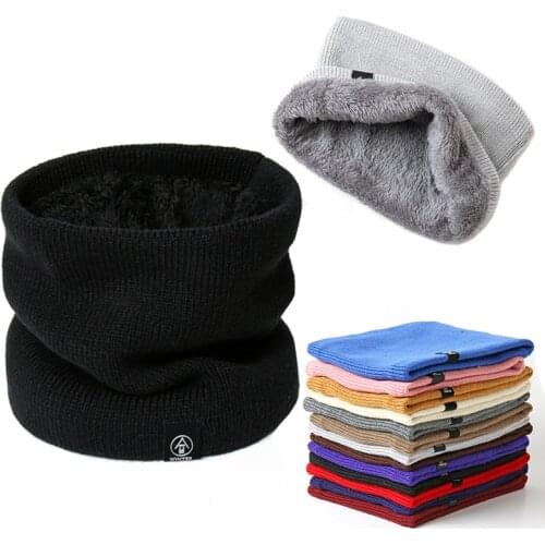 2020 New Neck Scarf Winter Women Men Solid Knitting Collar Thick Warm Velveted Rings Scarves High Quality Allmatch Muffler
