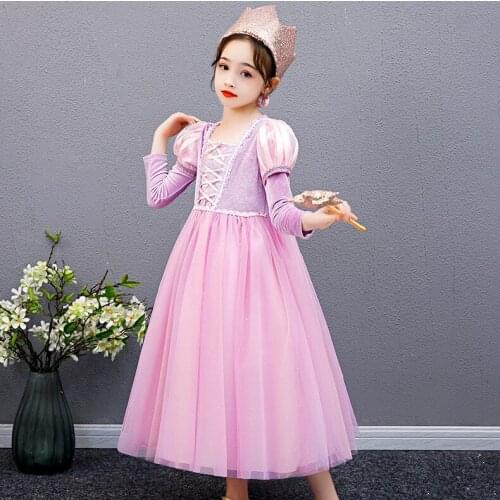 Girls Princess Rapunzel Dress Infant Girls Halloween New Year Carnival Cosplay Costume Children Disguise Birthday Party Clothing