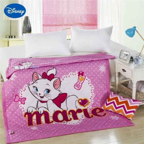 Marie Cat Quilts Comforters Single Twin Full Queen Size Bedspread Cotton Fabric Woven 3D Printed Pink Disney Cartoon Baby Girls