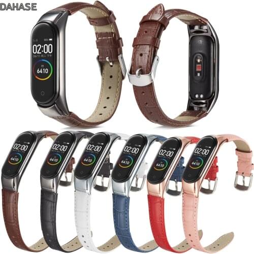 Crocodile Pattern Genuine Leather Bracelet Watch Band For XiaoMi Mi Band 4 Strap Accessories Miband 4/3 Replace Wristband