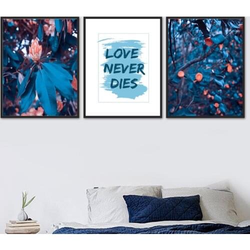 Pink Rhododendron Plant Leaf Love Quote Wall Art Canvas Painting Nordic Posters And Prints Wall Pictures For Living Room Decor