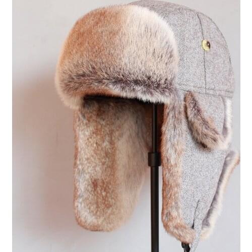 Russian Trooper Trapper Hat Winter Bomber Hat Men Women Warm Faux Fur Hats with Ear Flaps