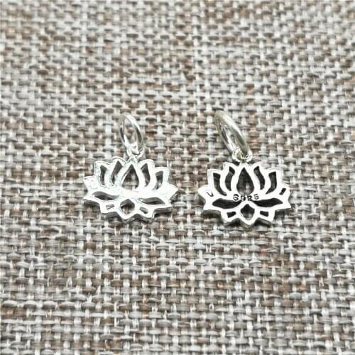 925 Sterling Silver Small Lotus Charms 2-Sided for Yoga Meditation Bracelet Necklace