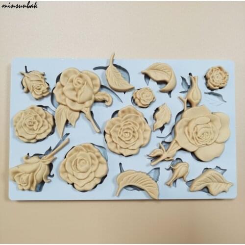 Minsunbak Multi-Shape Rose SugarCraft Silicone Mold DIY Candy Chocolate Fondant Cake Decoration Tool Food Grade Silicone