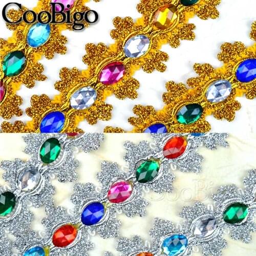 5 Meter Lace Ribbon Trims Applique Rhinestone Costume Braided Fabric Silver Gold 4cm for Curtain DIY Sewing Clothing Decoration