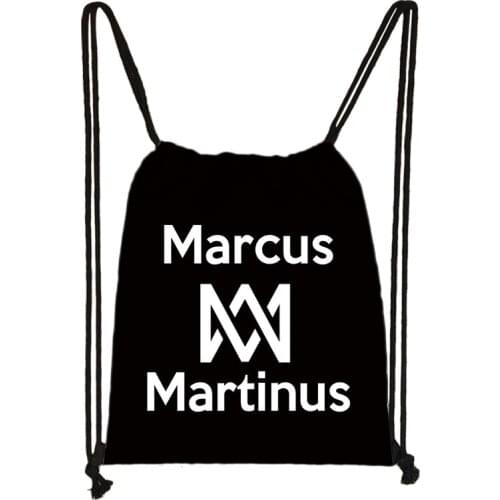 Marcus and Martinus Print Drawstring Bag Boys Girls Storage Bags Teenager Casual Backpack Kids Bookbag Gift