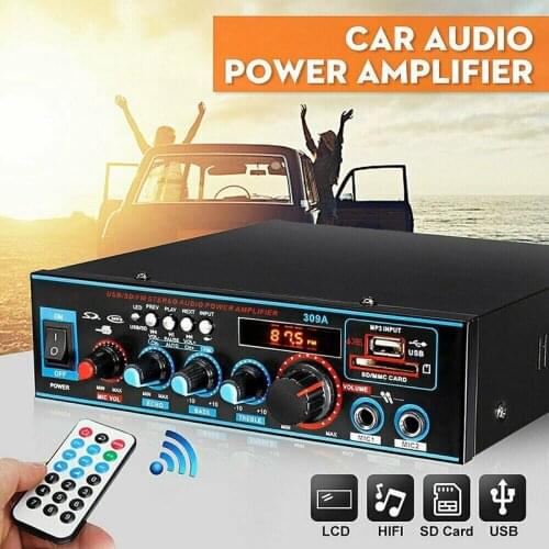 800W Dual-purpose HIFI LCD Display Audio Stereo Digital Power Amplifier FM Radio with Remote Control for Car Home Theater