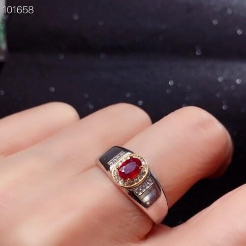 4mm*6mm natural ruby ring for party 100% natural ruby silver ring for man 925 silver ruby man jewelry