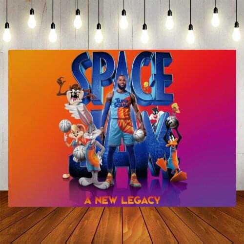 Space Jam Party Supplies Backdrops Birthday Kids Party Backgrounds Vinyl Cloth Basketball Star Shower Photo Studio Backdrops