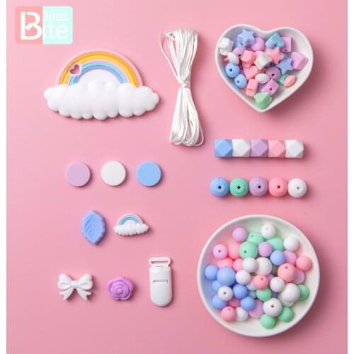 1Set Silicone Beads BPA Free Food Grade Baby Teether DIY Pendant Pacifier Chain Nursing Accessories Gifts DIY Set 2020 New