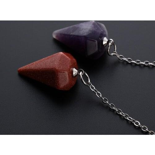 1PC Natural Stone Reiki Pendulum Pendant Healing Crystal Amulet Rock Hexagon Pyramid Rose Quartz Amethyst Turquoise Home Decor