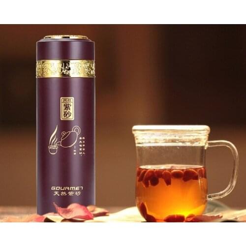 1PC New 350ml Violet arenaceous vacuum cup high-grade tea cups purple clay Thermos purple sands cup KD 1479