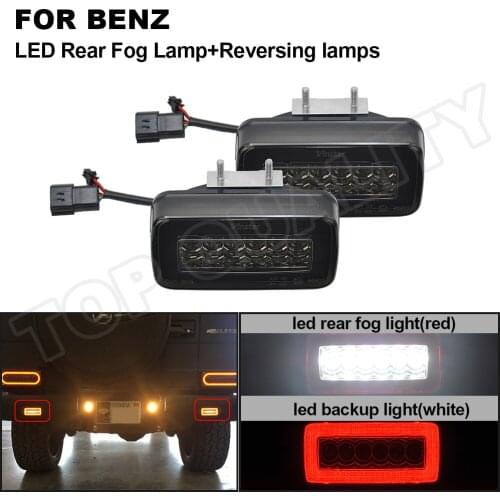2Pcs 2-in-1 LED Rear Bumper Fog Lamp Backup Reverse Light For Mercedes Benz W463 G-Class Wagon G500 G550 G55 G63 AMG 1986-2018