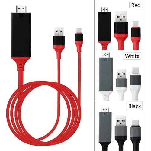 3 In 1 Ultra HD Type-C to HDMI-compatible HDTV Adapter Cable 4K Extension Video Cable Compatible For Phone Projector TV iPad