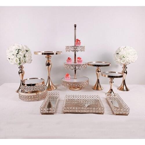 3pcs -17pcs Cake Stand Set Gold Mirror cupcake plate fruit plate afternoon tea