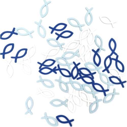 50pcs Blue White Mini Fish Scrapbooking Anchor and Helm Wooden Pendants for Kindergarten Teaching Tool