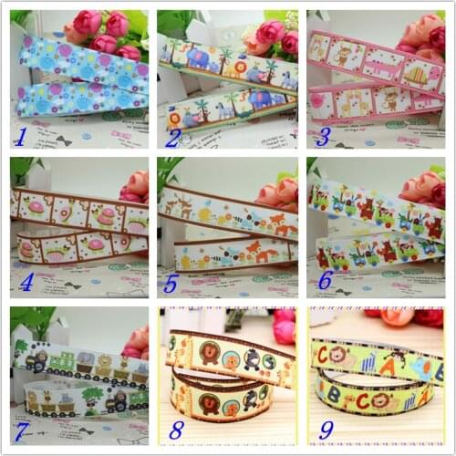 7/8'' Free shipping elephant animals printed grosgrain ribbon hairbow headwear party decoration diy wholesale OEM 22mm D228