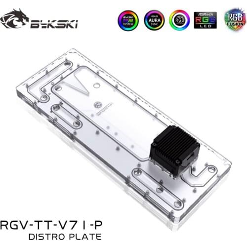 BYKSKI Acrylic Board Water Channel Solution use for ThermalTake/Tt V71 for CPU GPU Block / 3PIN RGB / Instead of Reservoir