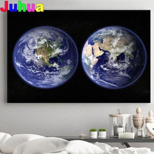 Diamond Embroidery Galaxy,5 d diy Diamond Painting Full Square Round drill Mosaic Diamond Planet Space Universe Earth Picture