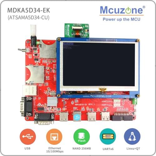 ATSAMA5D34 MDKA5D34-EK, 536MHz Cortex-A5 CPU, 256MB DDR2, 256MB NAND,HS USB, ISI(OV2640), Linux 4.9