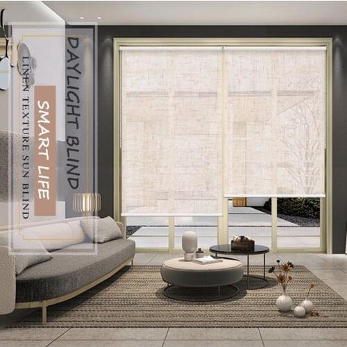 Free shipping natural color transparent manual or motor roller blinds curtain for windows made to size from china factory