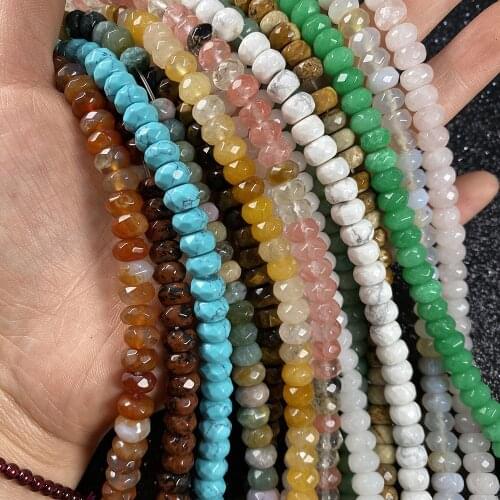 Natural Stone Agates Turquoises Beads Faceted Abacus Loose Spacer Beads for Jewelry Making DIY Bracelet Necklace Accessories