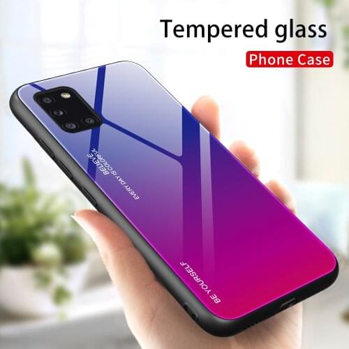 For Samsung Galaxy A31 Case Hard Tempered Glass fashion Gradient Protective Back Cover case For samsung galaxy a31 phone shell