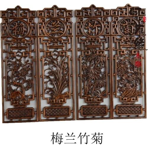 Dongyang woodcarving hanging meilanzhuju carving Home Furnishing jewelry crafts antique wooden pendant screen
