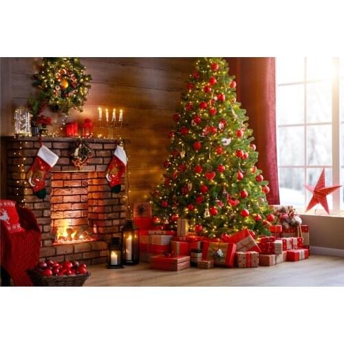 Photography Backdrops Christmas Xmas Fireplace Interiors Decor Children Baby Studio Family Photoshoot Background Props W4720
