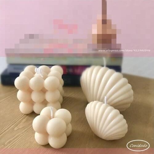 Handmade 3D Pearl Candle Mold Silicone Sea Shell Wax Gift Soap Irregular Aromatherapy Mater