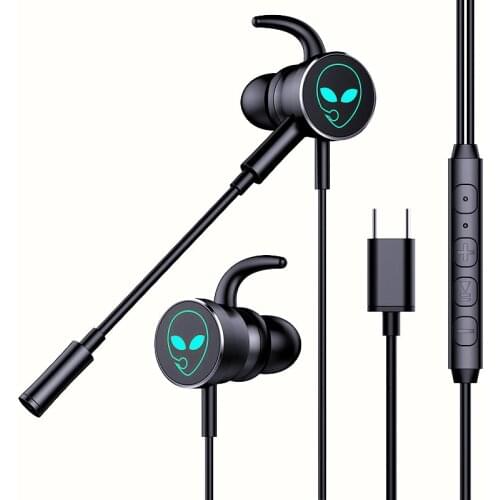 Gaming Wired headphone Type-C with RGB breathing light In Ear earphone with microphone Professional