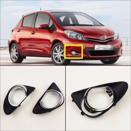 JanDeNing 2pcs Kit Car New Black Front Left + Right Bumper Fog Light Lamp Cover Grille Fit for Toyota Vitz 2010-2014