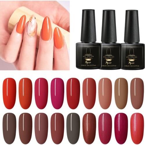 Mtssii Brown Red Nail Art Gel 6ML Pure Gel Color UV LED Nail Polish Long-lasting Soak off Varnish Gel Lacquer Manicure