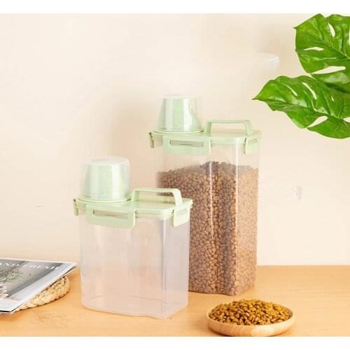 Dogs Bowl Dog Food Box Cat Feeder Bucket Pet Feed Container Food Storage Barrel Measuring Cup Large Capacity Rice Sealed Barrel