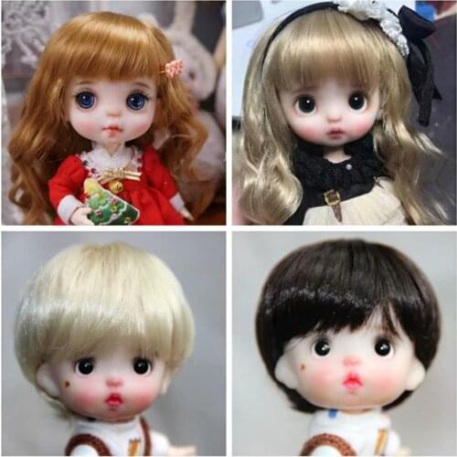 OB11 doll imitation hair BJD 1/8 fashion exquisite handsome boy short hair with micro curly wig mohair light yellow white black