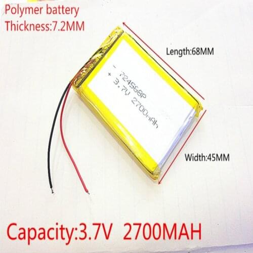 3.7V,2700mAH,724568 PLIB ( polymer lithium ion battery ) Li-ion battery for tablet pc,GPS,mp3,mp4,cell phone,speaker