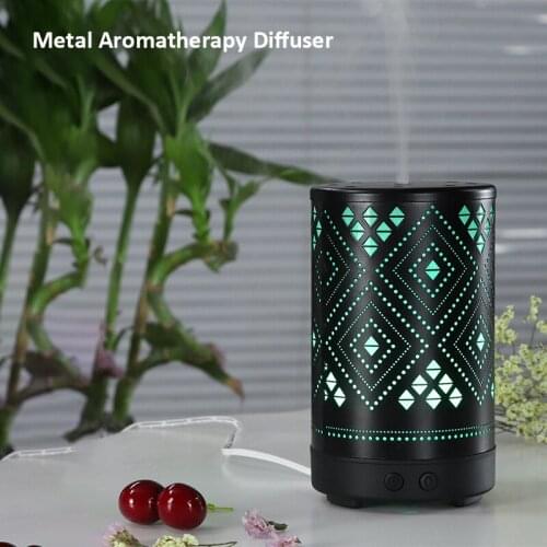 Metal Aromatherapy Diffuser 100ml Ultrasonic Humidifier Diffuser with Color LED Night Aroma Lamp Diffuser for Room Home Bedroom