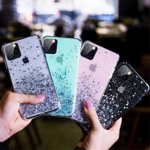Fashion Soft Glitter Bling Clear Cover Case For iPhone 11 Pro Max XS Max XR XS X Ten 10 7 8 6 6s Plus Back Cover Capa Coque Case