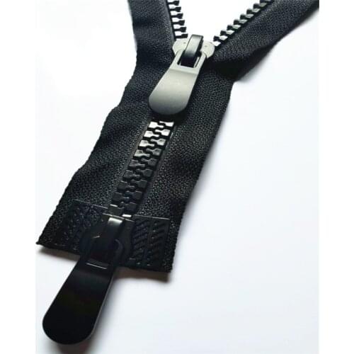 10# 1Pcs 60Cm-120Cm Double Head Resin Zippers Double Slider Single Puller Open-end Auto Lock Long Zip for Jacket