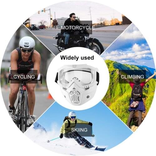 Motorcycle Glasses Motocross Motorbike Moto Goggles Detachable Goggle UV Protection Ski Bike for Halley Open Face Helmet Mask