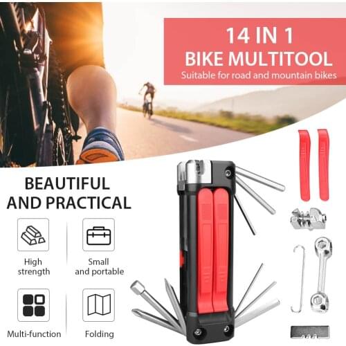 14 in 1 Bike Repair Kit Multifunctional Foldable Portable Bicycle Multitool Set for Road and Mountain Bikes Repair tools
