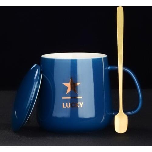 350ml Ceramic Coffee Cups Set Thermal Mugs with Lid Spoon Breakfast Coffee Milk Drink Tea Cup Handle Drinkware Mugs Water Cups