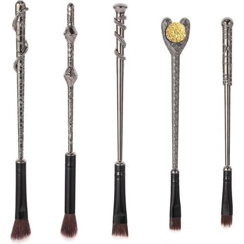 5Pcs Magic Wand Makeup Brush Set Metal Handle Makeup Tools Movie Peripheral Girl Gift