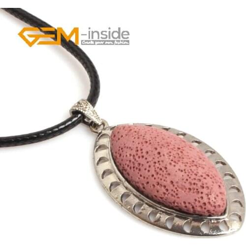 Narurak Lava Rock Beads Necklace Handmade Jewelry For Women Men Long Natural Stone Necklace For Valentines Day Gem-Inside