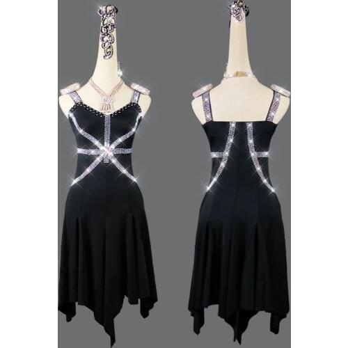New Latin Dance Dress Latin Skirt Competition Dress Costumes Performing Dress Sparkly Rhinestones Adult Customize Children